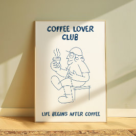 Poster Cartaz de Arte de Parede Amante de Café Arte de Li