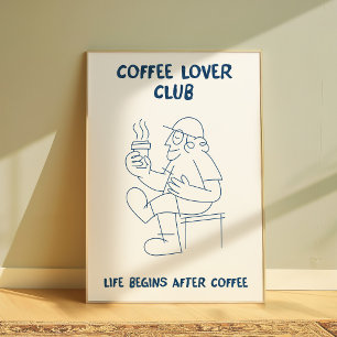 Poster Cartaz de Arte de Parede Amante de Café Arte de Li