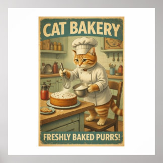 Poster Cartaz de Arte de Parede Chef Gato