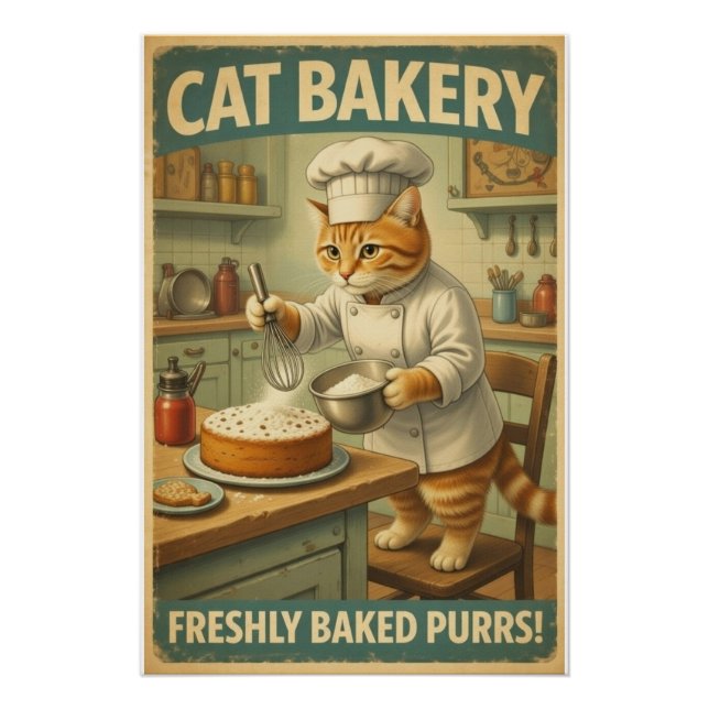 Póster Cartaz de Arte de Parede Chef Gato (Frente)