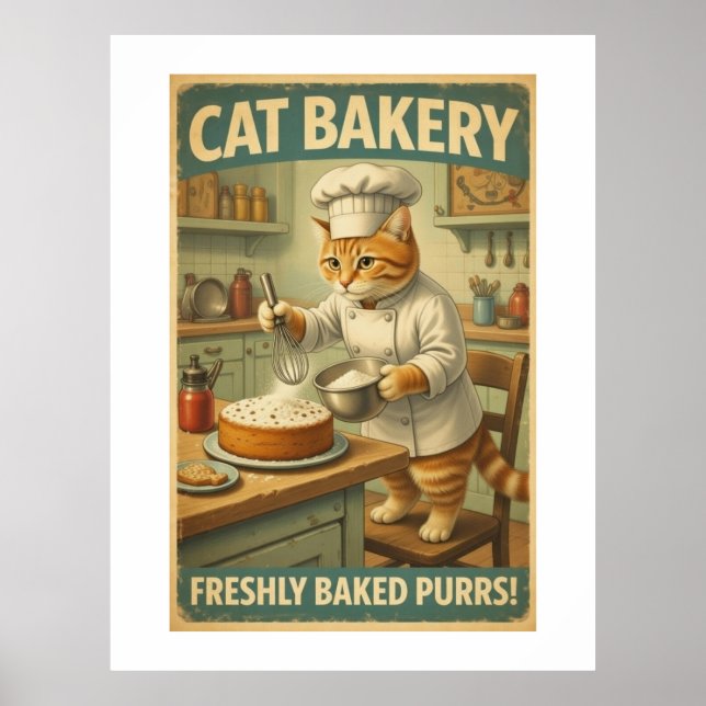 Poster Cartaz de Arte de Parede Chef Gato (Frente)