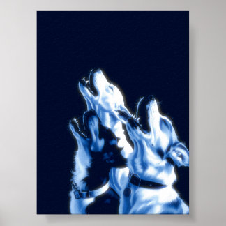 Poster Cartaz de Arte de Parede com Cães Uivando design a