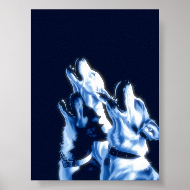 Poster Cartaz de Arte de Parede com Cães Uivando design a (Frente)