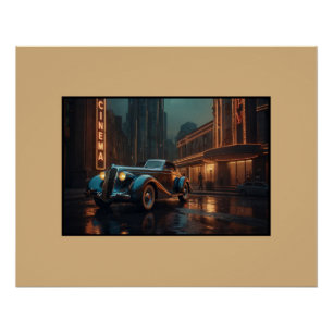 Póster Cartaz de Arte de Parede de Carro Antigo Art Deco