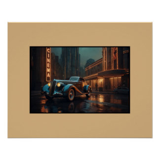 Póster Cartaz de Arte de Parede de Carro Antigo Art Deco