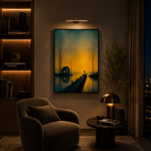 Cartaz de Arte de Parede de Lago ao Pôr do Sol Mal