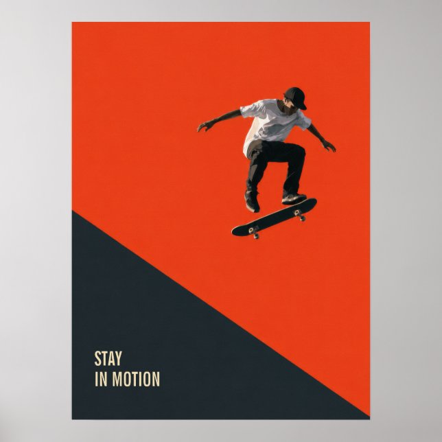 Poster Cartaz de Arte de Parede de Skate Retrô (Frente)