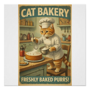 Póster Cartaz de Arte de Parede do Chef Gato