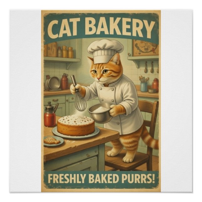 Póster Cartaz de Arte de Parede do Chef Gato (Frente)