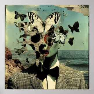 Poster Cartaz de Arte de Parede Homem Borboleta Surrealis