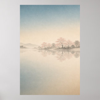 Poster Cartaz de Arte de Parede Japandi Montanha Sakura J