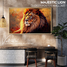 Póster Cartaz de Arte de Parede Leão Majestoso Brilhante