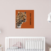 Cartaz de Arte de Parede Motivacional de Tigre Foc