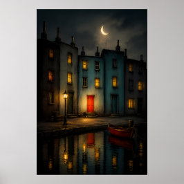 Poster Cartaz de Arte de Parede Noturna do Canal Mal-humo