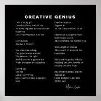Cartaz de Arte de Parede Poema Inspirador Gênio Cr
