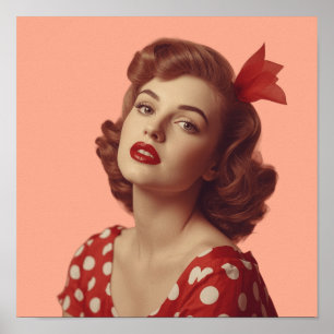 Poster Cartaz de Arte de Parede Retro Garota Pin-Up dos A