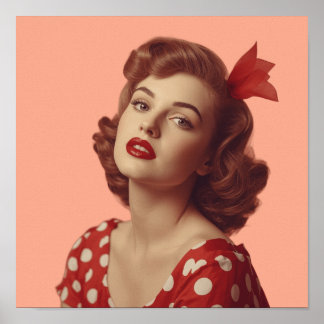 Poster Cartaz de Arte de Parede Retro Garota Pin-Up dos A