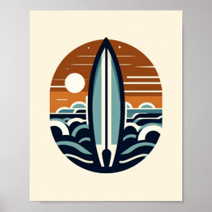 Poster Cartaz de Arte de Prancha de Surf Escandinava