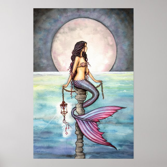 Póster Cartaz de Arte de Sereia do Mar Encantado (Frente)