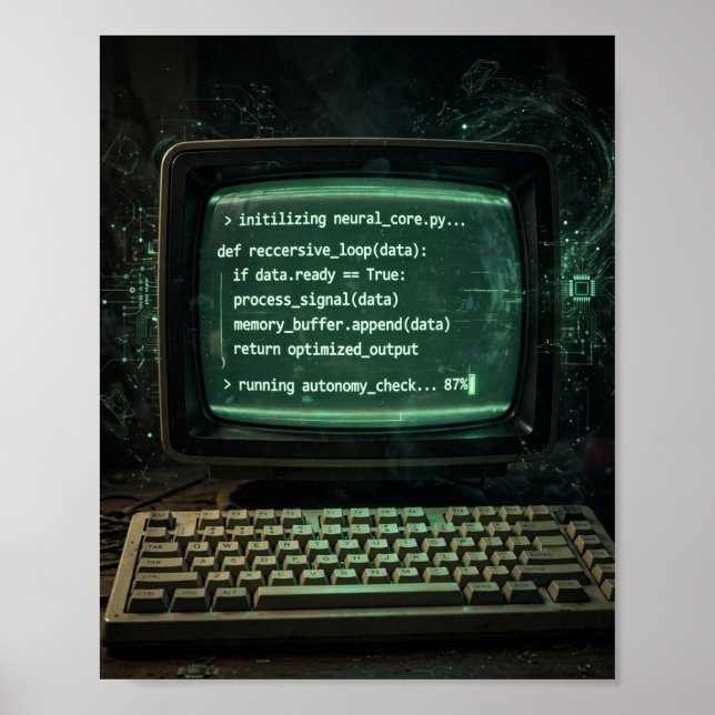 Poster Cartaz de Arte de Terminal Retro AI Kimi Code (Frente)