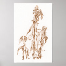 Cartaz de Arte de Tinta Botânica Sazonal Elegante