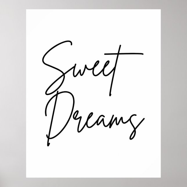 Poster Cartaz de Arte de Tipografia Sweet Dreams (Frente)