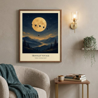 Poster Cartaz de Arte de Viagem ao Luar Personalizado