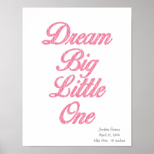 Poster Cartaz de Arte de Zebra Rosa Sonhe Grande Pequeno 