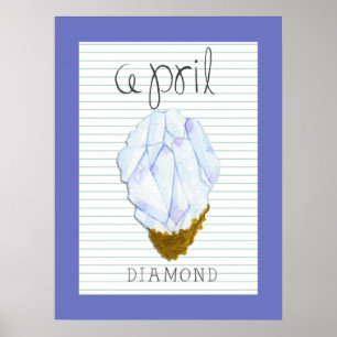 Poster Cartaz de Arte do Diamante de Nascimento de Abril