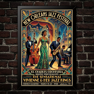 Poster Cartaz de Arte do Jazz Vintage dos anos 1930