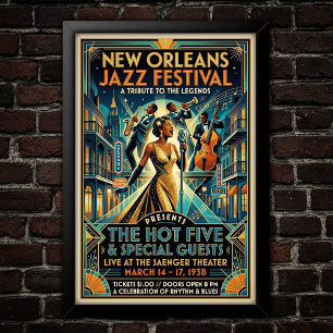 Poster Cartaz de Arte do Jazz Vintage dos anos 1930