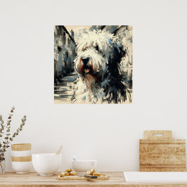 Poster Cartaz de Arte do Old English Sheepdog