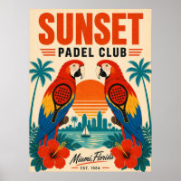 Cartaz de Arte do Retro Miami Sunset Padel Club