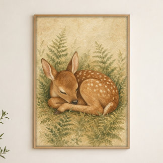Poster Cartaz de Arte em Aquarela Caprichosa com Corça En