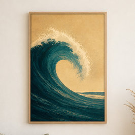 Poster Cartaz de Arte em Aquarela da Água do Mar