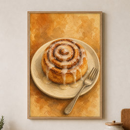 Poster Cartaz de Arte em Aquarela de Rolo de Canela Cotta