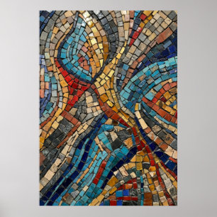 Poster Cartaz de Arte em Mosaico Bizantino   Colorido Est