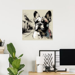 Poster Cartaz de Arte Esboço do Bulldog Francês