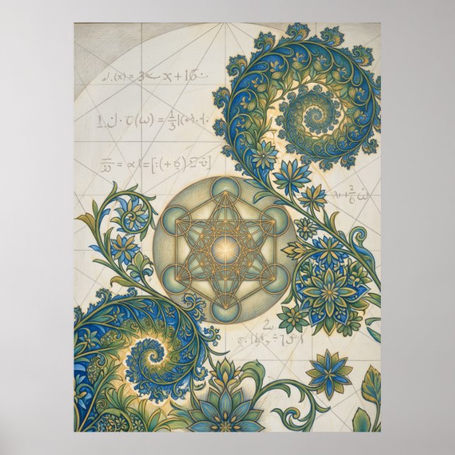 Poster Cartaz de Arte Espiritual com Blueprint de Espiral (Frente)