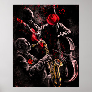 Poster Cartaz de Arte Eu Amo Música Jazz