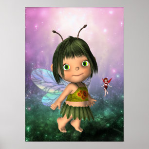Póster Cartaz de Arte Fantasia Menina Fada