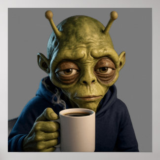 Poster Cartaz de Arte Ficção Científica de Café da Manhã 