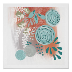 Póster Cartaz de Arte Floral Abstrata Moderna
