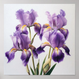 Poster Cartaz de Arte Floral de Íris Roxo