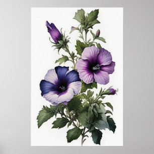 Poster Cartaz de Arte Floral de Petúnias Roxas