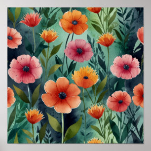 Poster Cartaz de Arte Floral Elegante