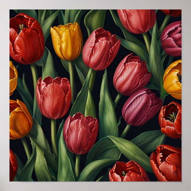 Poster Cartaz de Arte Floral Elegante para Parede (Frente)