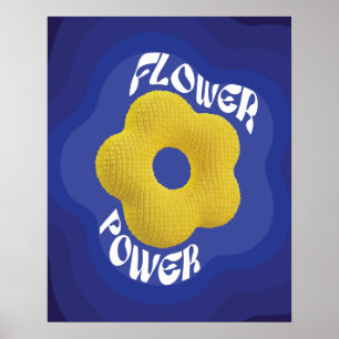 Poster Cartaz de Arte Flower Power de Malha Amarela, grad