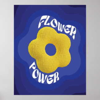 Poster Cartaz de Arte Flower Power de Malha Amarela, grad