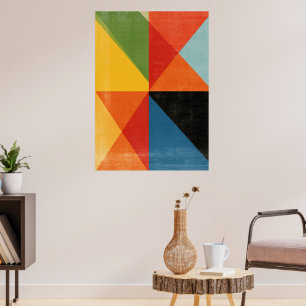 Poster Cartaz de Arte Geométrica Moderna - Triângulos Col